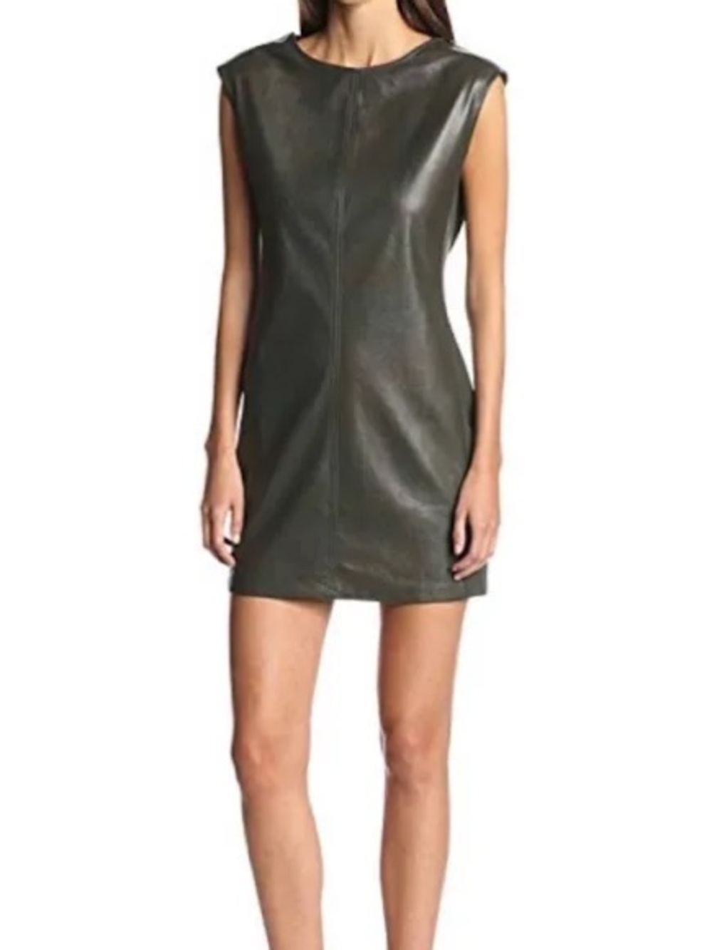 Sleeveless Black Faux Leather Shift Dress